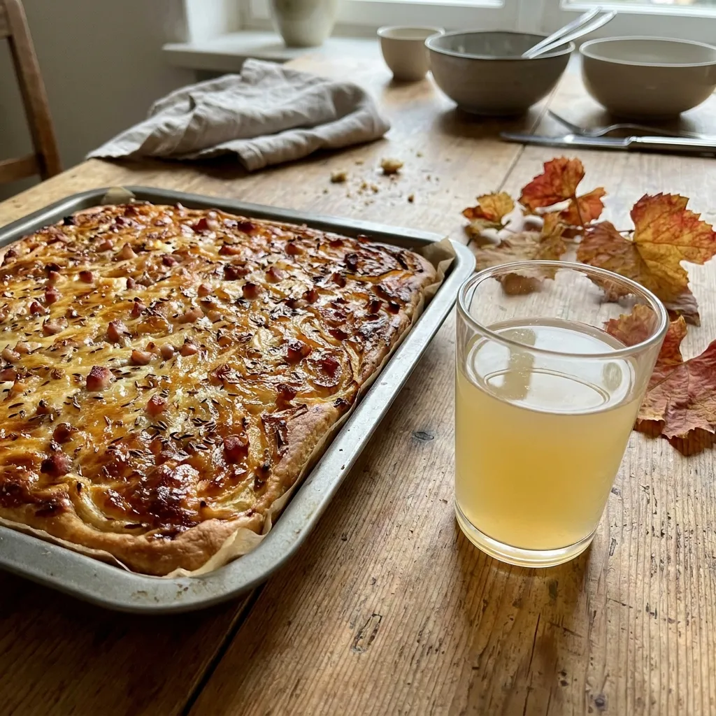 Zwiebelkuchen vom Blech mit Federweißer