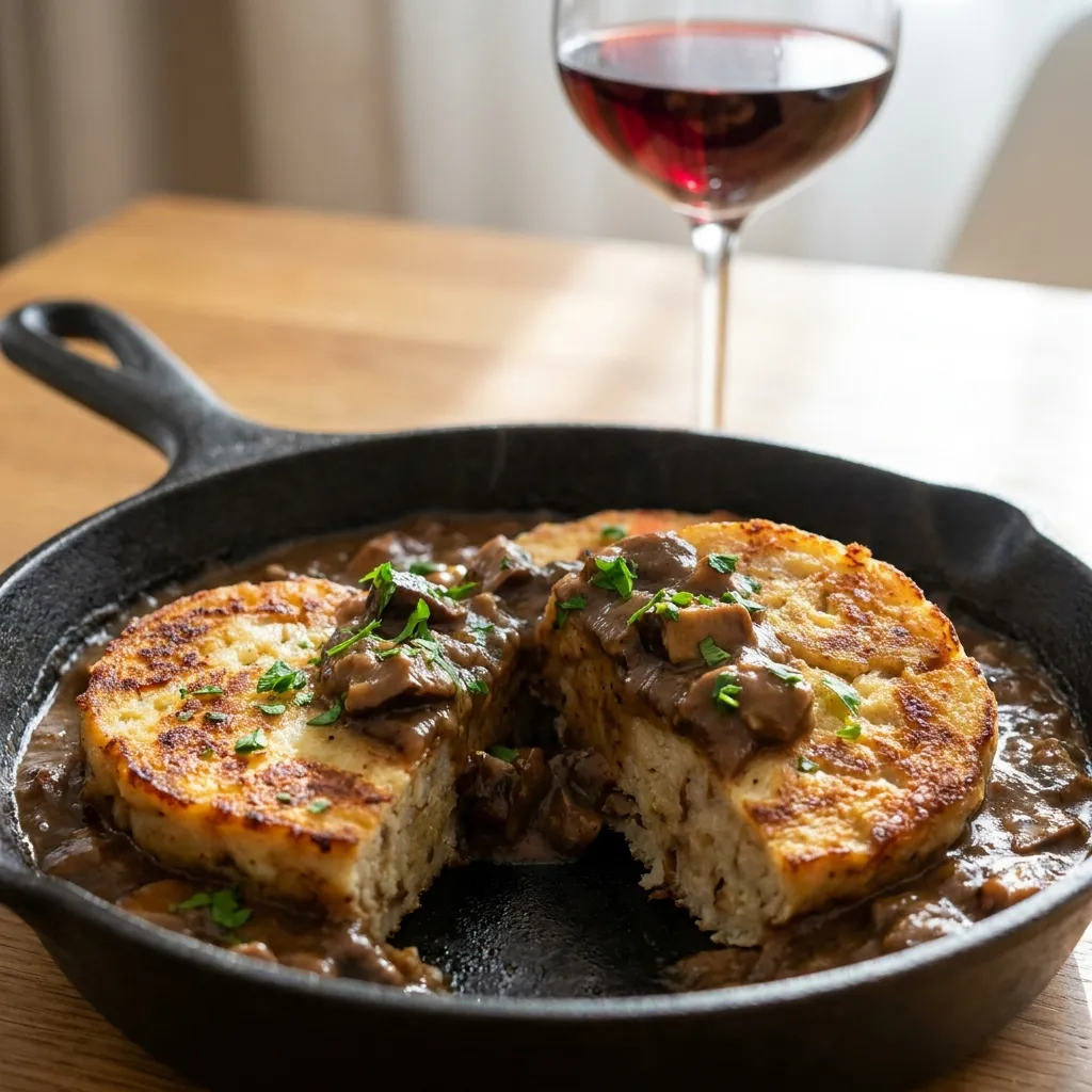 Kartoffelrösti mit Rahmpilzen