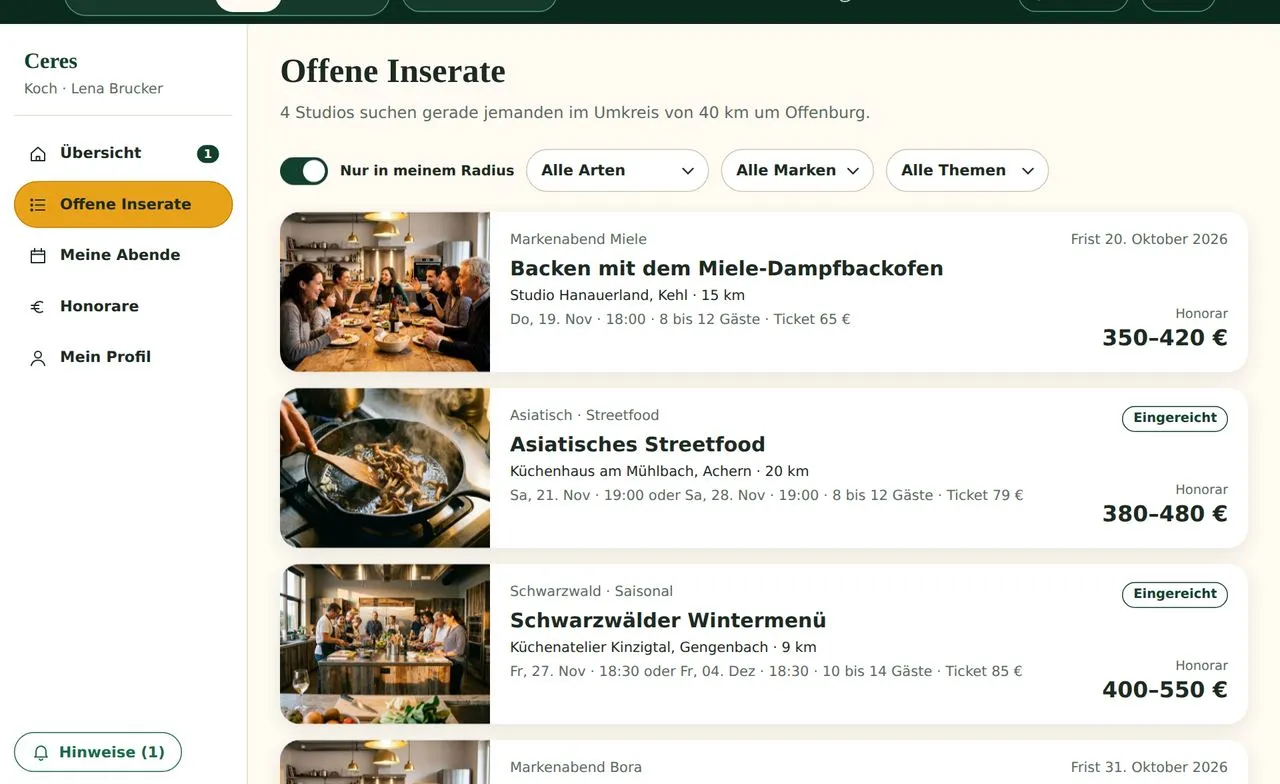 Offene Inserate im Umkreis