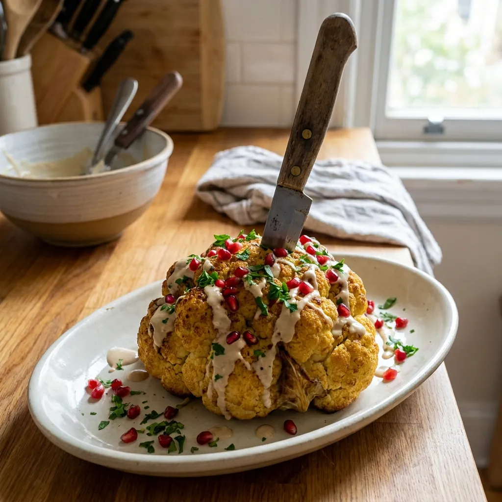 Gerösteter Blumenkohl mit Tahini und Granatapfel