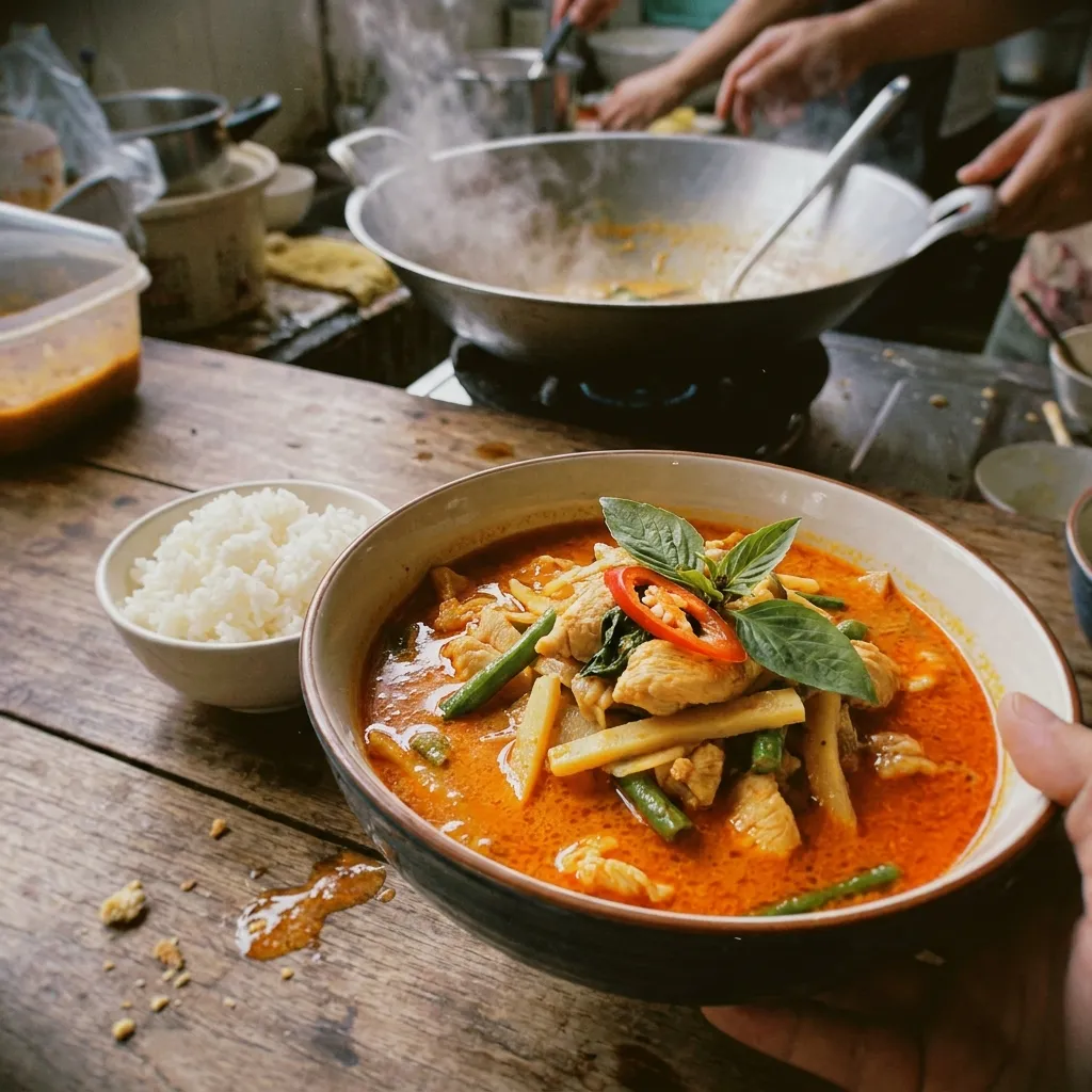 Rotes Thai-Curry mit Gemüse und Jasminreis